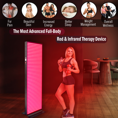 EXESAS Red & Infrared Light Therapy Device with Automatic 360° Rotating Horizontal/Vertical Stand, 800LED Dual-Chip, 6 Wavelengths, Full-Body Panel for Overall