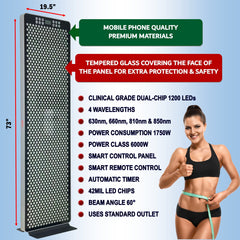 EXESAS   1200 LED, 6000W Dual-Chip, Red Light Therapy Device for Full Body, 4-Wavelengths Infrared LED Panel for Skin, Weight, Pain, Wellness