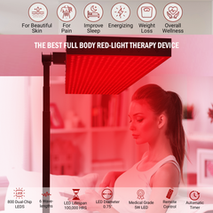 EXESAS Red-Light Therapy Device with Automatic Horizontal/Vertical Stand, 800LED Dual-Chip, 6 Wavelengths, Full-Body Panel for Overall