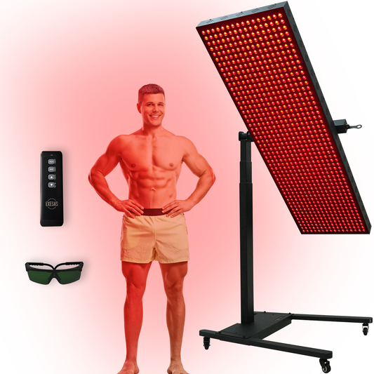 EXESAS Red-Light Therapy Device with Automatic Horizontal/Vertical Stand, 800LED Dual-Chip, 6 Wavelengths, Full-Body Panel for Overall