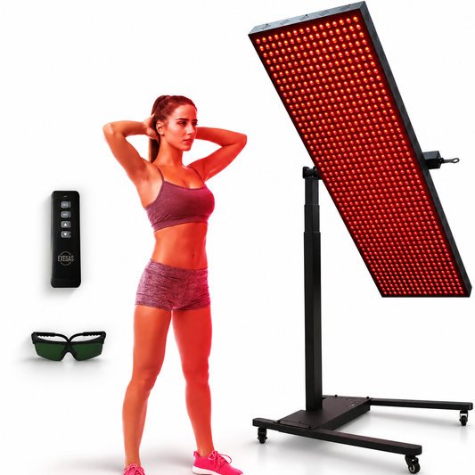 EXESAS Red-Light Therapy Device with Automatic Horizontal/Vertical Stand, 800LED Dual-Chip, 6 Wavelengths, Full-Body Panel for Overall