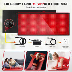 Red Light Therapy Mat - 1280 LEDs Full Body Blanket 660nm 850nm