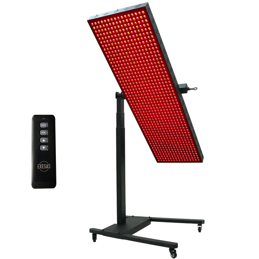 EXESAS Red & Infrared Light Therapy Device with Automatic 360° Rotating Horizontal/Vertical Stand, 800LED Dual-Chip, 6 Wavelengths, Full-Body Panel for Overall