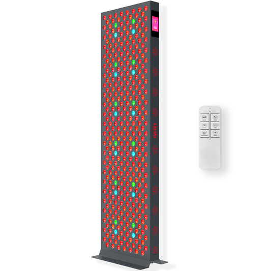 EXESAS Elite-Pro 9-Wavelengths Red Light Therapy Device for Full Body Near Infrared Dual-Chip Clinical Grade LED Panel for Skin, Weight, Pain with Stand & Remote