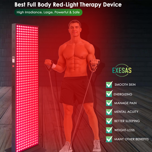 EXESAS  600 LED, 3000W Dual-Chip, Red Light Therapy Device for Full Body, 4-Wavelengths Infrared LED Panel for Skin, Weight, Pain, Wellness