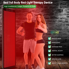 EXESAS   1200 LED, 6000W Dual-Chip, Red Light Therapy Device for Full Body 660nm & 850nm Infrared LED Panel for Beautiful Skin, Weight & Pain Management