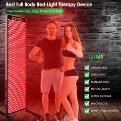 EXESAS   1200 LED, 6000W Dual-Chip, Red Light Therapy Device for Full Body 660nm & 850nm Infrared LED Panel for Beautiful Skin, Weight & Pain Management