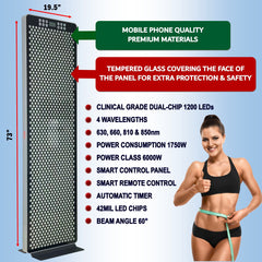 EXESAS   1200 LED, 6000W Dual-Chip, Red Light Therapy Device for Full Body, 4-Wavelengths Infrared LED Panel for Skin, Weight, Pain, Wellness