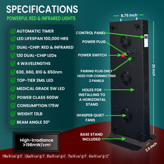 EXESAS 120 LED, 600W Dual-Chip, Red Light Therapy Device for Full Body, 4-Wavelengths Infrared LED Panel for Skin, Weight, Pain, Wellness