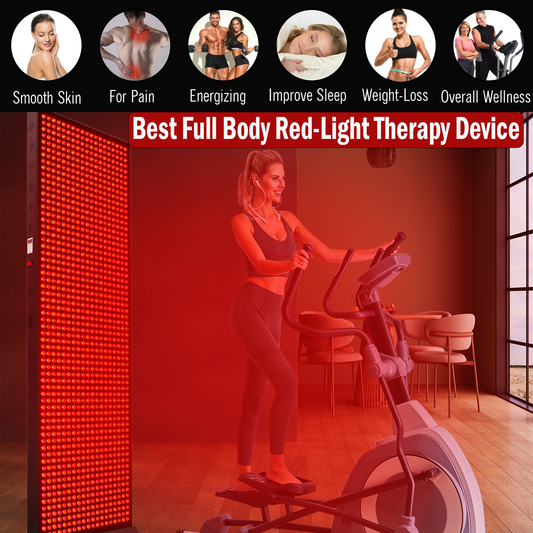 EXESAS     1216 LED, 6080W Dual-Chip, Red Light Therapy Device for Full Body, 4-Wavelengths Infrared LED Panel for Skin, Weight, Pain, Wellness