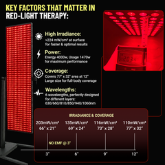 EXESAS Red-Light Therapy Device with Automatic Horizontal/Vertical Stand, 800LED Dual-Chip, 6 Wavelengths, Full-Body Panel for Overall