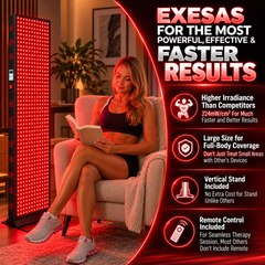 EXESAS  600 LED, 3000W Dual-Chip, Red Light Therapy Device for Full Body, 6-Wavelengths Infrared LED Panel for Skin, Weight, Pain, Wellness