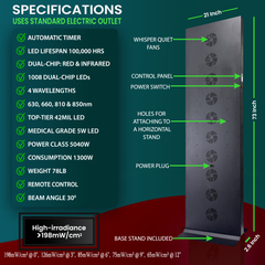 EXESAS  1008 LED, 5040W Dual-Chip, Red Light Therapy Device for Full Body, 4-Wavelengths Infrared LED Panel for Skin, Weight, Pain, Wellness