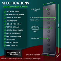 EXESAS  1008 LED, 5040W Dual-Chip, Red Light Therapy Device for Full Body, 4-Wavelengths Infrared LED Panel for Skin, Weight, Pain, Wellness