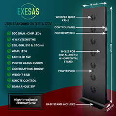 EXESAS  800 LED, 4000W Dual-Chip, Red Light Therapy Device for Full Body, 4-Wavelengths Infrared LED Panel for Skin, Weight, Pain, Wellness
