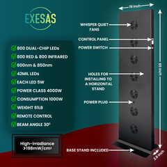 EXESAS  800 LED, 4000W Dual-Chip, Red Light Therapy Device for Full Body 660nm & 850nm Infrared LED Panel for Beautiful Skin, Weight & Pain Management