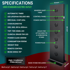 EXESAS  800 LED, 4000W Dual-Chip, Red Light Therapy Device for Full Body, 4-Wavelengths Infrared LED Panel for Skin, Weight, Pain, Wellness