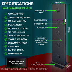 EXESAS 600 LED, 3000W Dual-Chip, Red Light Therapy Device for Full Body, 4-Wavelengths Infrared LED Panel for Skin, Weight, Pain, Wellness