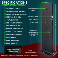 EXESAS 600 LED, 3000W Dual-Chip, Red Light Therapy Device for Full Body, 4-Wavelengths Infrared LED Panel for Skin, Weight, Pain, Wellness