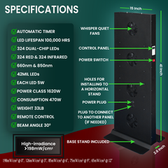EXESAS 324 LED, 1620W Dual-Chip, Red Light Therapy Device for Full Body 660nm & 850nm Infrared LED Panel for Beautiful Skin, Weight & Pain Management