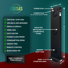 EXESAS 200 LED, 1000W Dual-Chip, Red Light Therapy Device for Full Body 660nm & 850nm Infrared LED Panel for Beautiful Skin, Weight & Pain Management