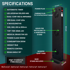EXESAS 200 LED, 1000W Dual-Chip, Red Light Therapy Device for Full Body, 4-Wavelengths Infrared LED Panel for Skin, Weight, Pain, Wellness
