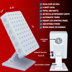 EXESAS  60 LED, 300W Dual-Chip, Red Light Therapy Device for Full Body 660nm & 850nm Infrared LED Panel for Beautiful Skin, Weight & Pain Management