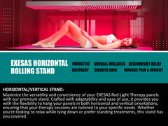 Horizontal  Rolling Stand for EXESAS Red Light Therapy Panels, Compatible only with EXESAS Panels. (Stand Only, Panel Sold Separately)