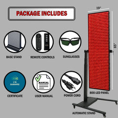 EXESAS Red-Light Therapy Device with Automatic Horizontal/Vertical Stand, 800LED Dual-Chip, 6 Wavelengths, Full-Body Panel for Overall