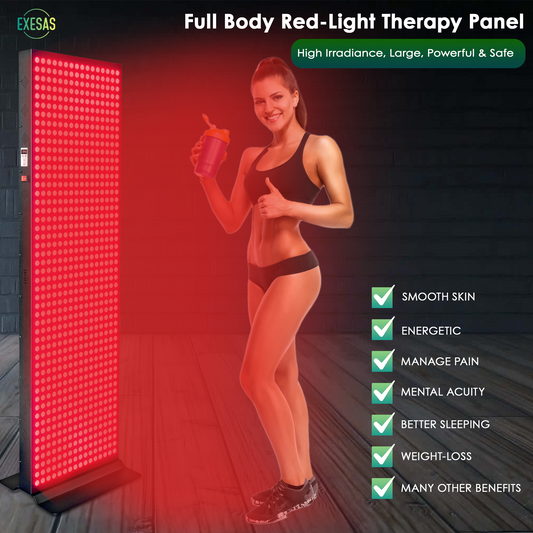 EXESAS  800 LED, 4000W Dual-Chip, Red Light Therapy Device for Full Body 660nm & 850nm Infrared LED Panel for Beautiful Skin, Weight & Pain Management