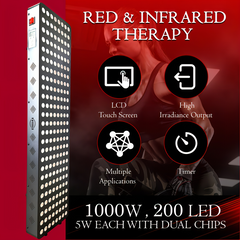 EXESAS 200 LED, 1000W Dual-Chip, Red Light Therapy Device for Full Body 660nm & 850nm Infrared LED Panel for Beautiful Skin, Weight & Pain Management