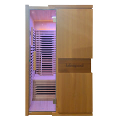 Blisspod | Milano | Full Spectrum Sauna | Canadian Hemlock Wood | Ultra Low EMF | 5 Far Infrared & 1 Red Glass Heater | Chromotherapy | Upto 2 Person